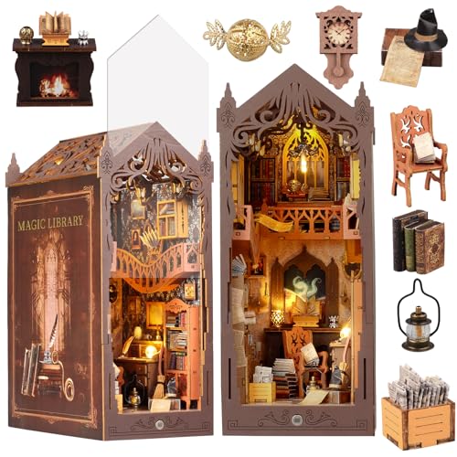 Vaki Vaki [2026 New] Magic Bookstore Book Nook Kit with Dust Cover & LED Light, DIY Miniature House...