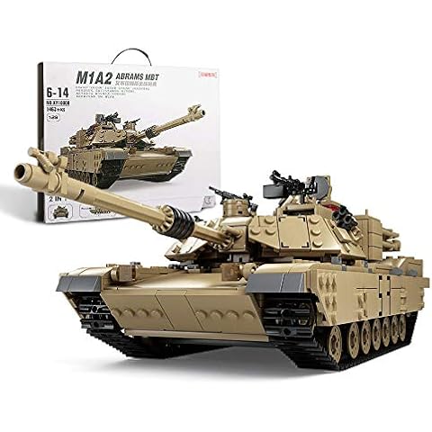 Feleph Military M1A2 Tank Model Kit with 5 Soldier Figures, Army WW2 Tank Custom Vehicles Set 1:28, 2 in 1 Building Bricks Toys for Model Lovers Cover