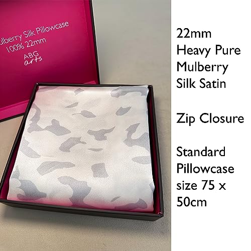 %100 Pure Mulberry Silk Satin Pillowcase, 22 mm Printed, Standard Size 75 x 50 cm. (Grey Abstract) - Image 3