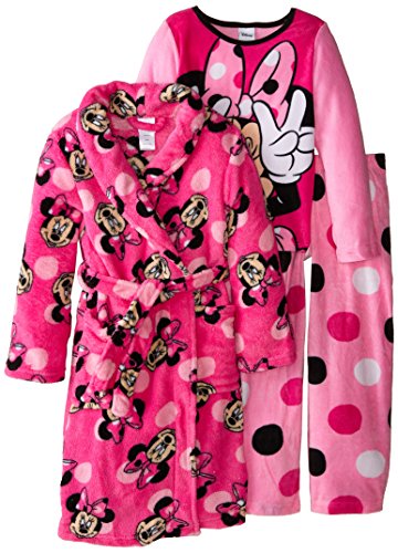 Disney Girls' Minnie Mouse Two-Piece Pajama Set with Robe