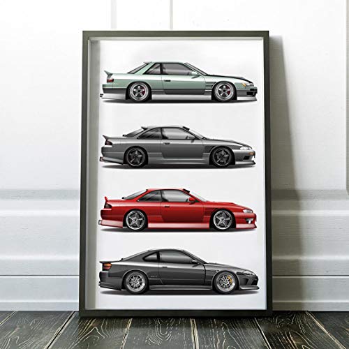 Nis.san Sil.via S.13, 180.SX, S.14 Zen.ki, S.14 Kou.ki and S.15DriftCars Print, Nis.san J.D.M Poster, Ver.tex B.N Sports Poster Wall Art Decor, Gym, Home Living, kids, gift, basement, Office