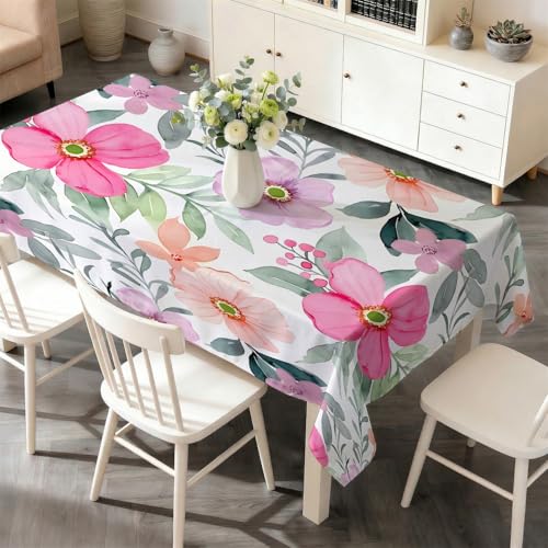 Nappe Carrée 90x90 cm Fleurs Imperméable et Anti-Tache pour Table Basse E-27