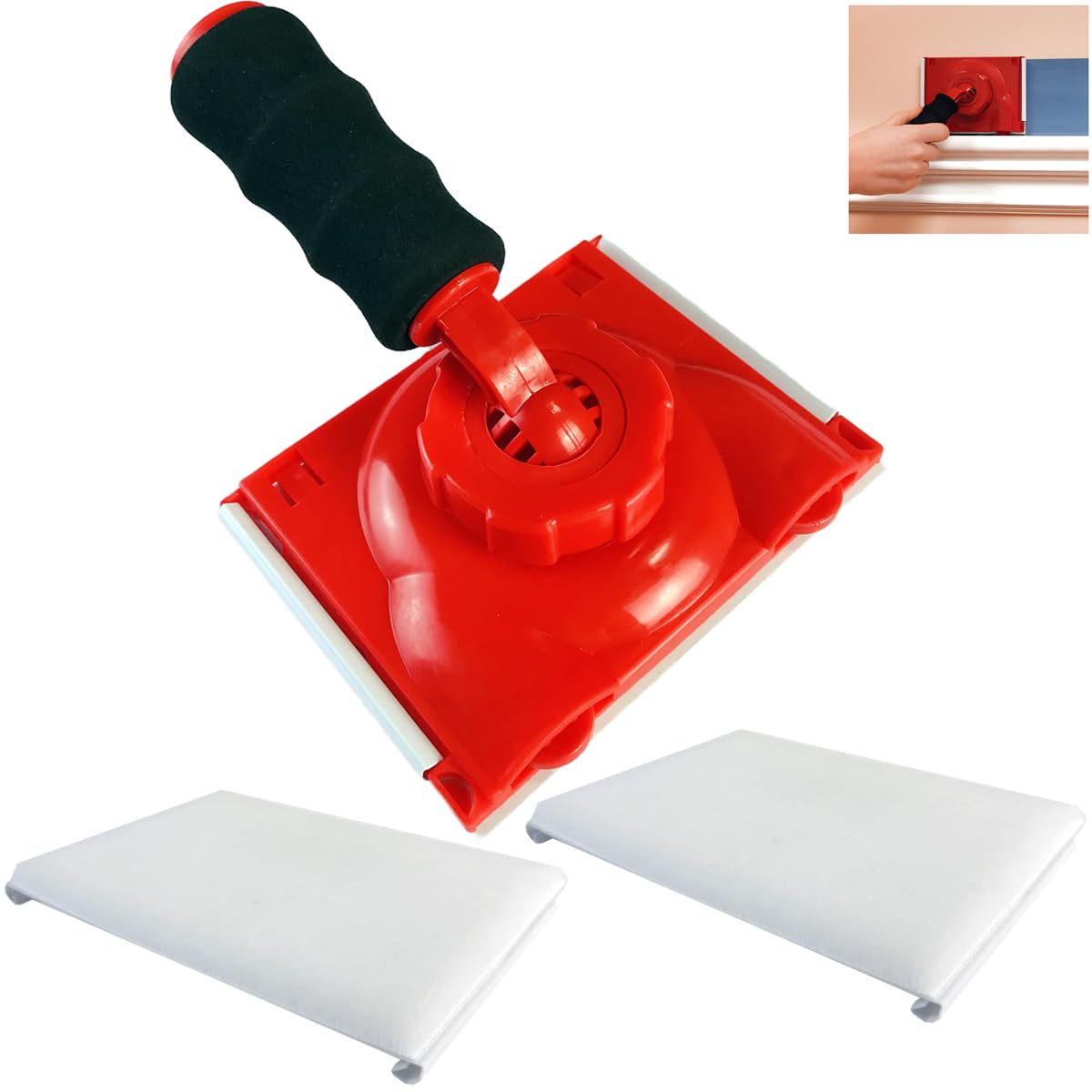 Paint Pad Applicator with Upgraded Guide Wheel Structure | Paint Edge Trimmer Plus Two Replace Pads | Walls & Ceilings Pad Painter | Paint Edger for Home Wall Painting