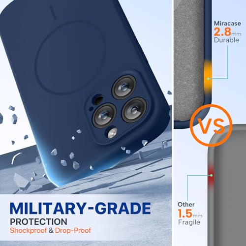 Image of Miracase Magnetic for iPhone 14 Pro Max Case, [Soft Anti-Scratch Microfiber Lining], Compatible with MagSafe, Silicone Shockproof Protection Phone Case for iPhone 14 Pro Max,Dark Blue