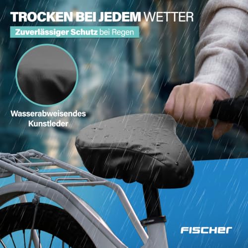 FISCHER Fahrrad Sattelbezug wendbar - Weiche Satteldecke mit Fell-Imitat & wasserabweisendem Kunstleder, warm, rutschfest, komfortabel… – Ansicht 3