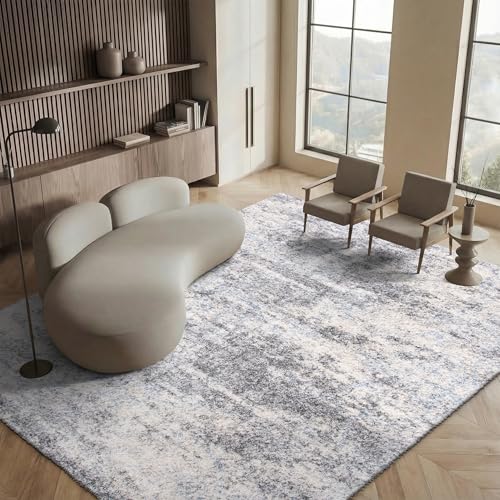 SAFAVIEH Area Rug 8x10 - Berber Shag Collection - Large - Grey Blue & Cream, Non-Shedding & Easy to Clean, Ideal for Living Room, Bedroom, Dining Space (BER219G)
