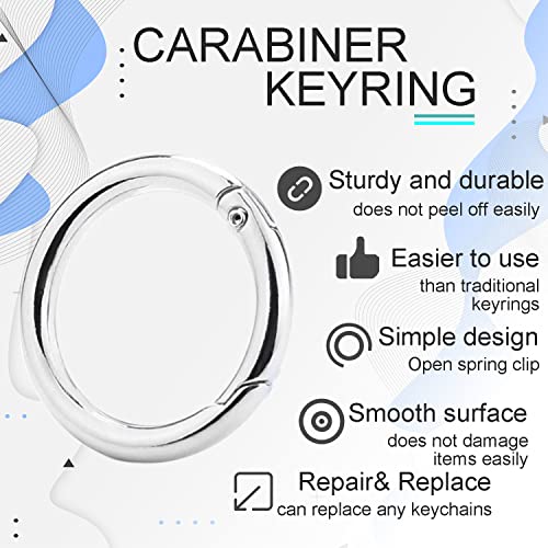 image for CooBigo 10Pack 1 Inch Metal Spring O Rings Clip Keychain, Round Carabi