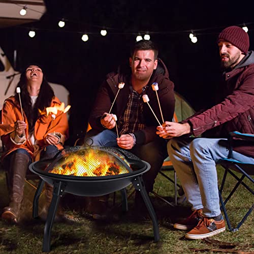 Cogesu Fire Pit, Fire Pits For Outside, 22 Inch Portable Folding Wood Burning Firepit With Carry Bag Spark Screen & Poker Stick, 2 Pack Grate For Camping Picnic Backyard Garden #TOP6