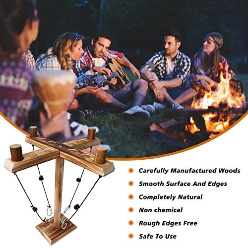 ZAKVOP 4 Player Hook and Ring Toss Battle Game - Handmade Wooden Loop Throwing Hooks for Adults, Fast-Paced Interactive Home Party Game
