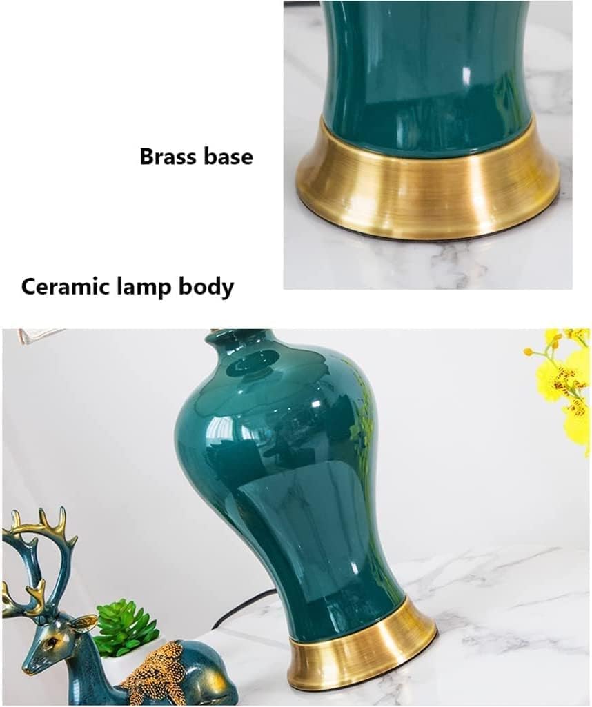 Lampy Stołowe Lampa Stołowa Lampka Nocna Ceramiczna Lampa Stołowa Mosiężna Podstawa Abażur Z Tkaniny Lampka Nocna Lampka Nocna W Stylu Amerykańskim Do Salonu W Sypialni Sypialni (Color : A, Size : S