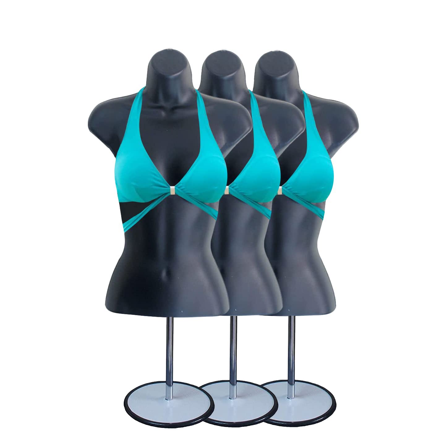 DisplayTown Female Mannequin Torso with Metal Stand Hollow Back Body Stackable Dress Form for Tshirt Display, Countertop, Craft Shows, Photos and