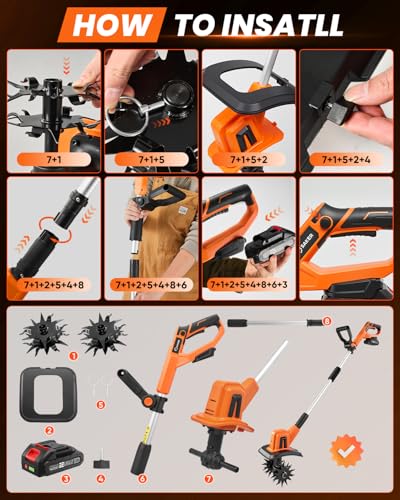 Saker 22V Cordless Garden Tiller for Gardening with Adjustable Speed - image 8