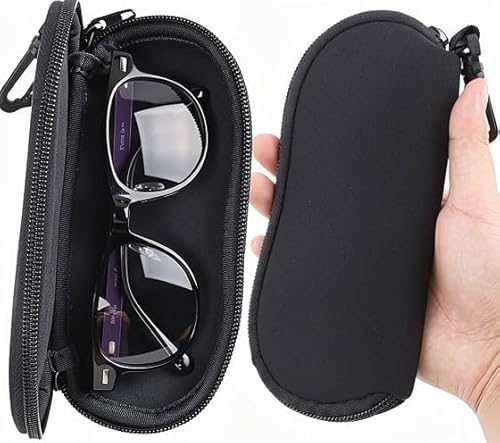 2PCS Ultra Light Neoprene Glasses Case Carabiner Clip,