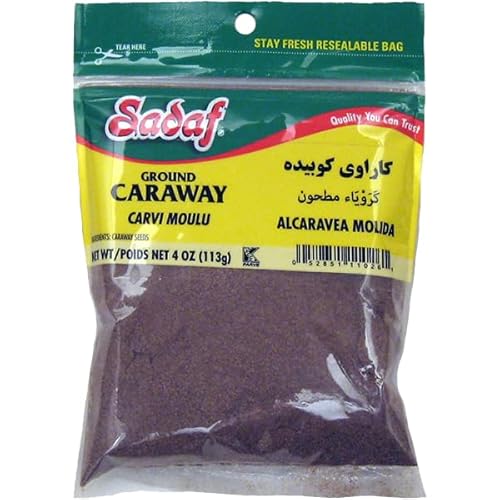 Sadaf Ground Caraway - Caraway Powder for Cooking & Food Seasoning - Spices & Seasonings - Ground Caraway Seeds - Kosher - 4 oz Resealable Bag