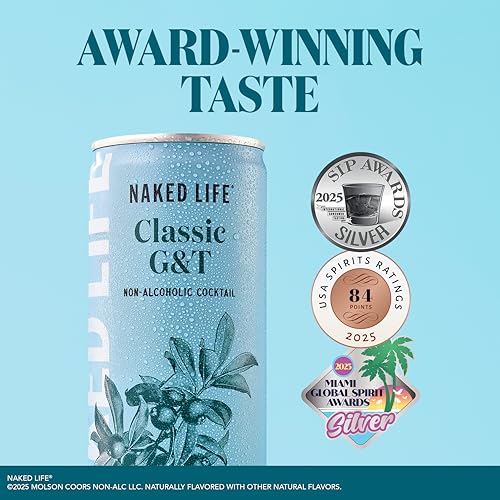 image for Naked Life Non-Alcoholic Drinks, Classic G&T, Zero Sugar, Award-Winnin