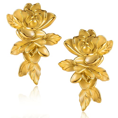 DOEARKO 2PCS Stainless Steel Rhombus Ear Weights Plugs Hangers For Stretched Ear lobes Ear Gauges Fashion Piercing Body Jewelry (Gold, 8mm(0G))