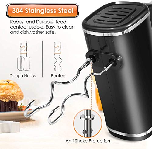 Hand Mixer Electric, 5 Speed Powerful handheld Mixer for Easy Whipping, Mixing Cookies, Brownies, Cakes, and Dough Batters(Black)