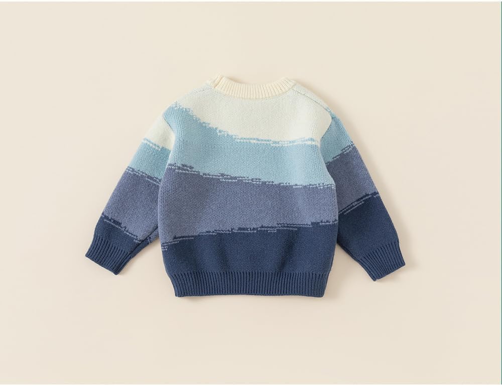 Kids Boys Girls Chunky Knit Sweater Gradient Multicolored Pullover Tops Toddler Fit Cute Crewneck Long Sleeve Clothes