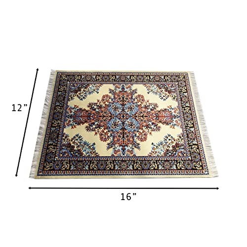 Rug Placemats, Set Of 4, Oriental Carpet Style Table Setting Decor, Decorative Fabric Dinner Mats, Miniature Turkish Colorful Design, Washable, Rectangular, 16X12 #TOP4