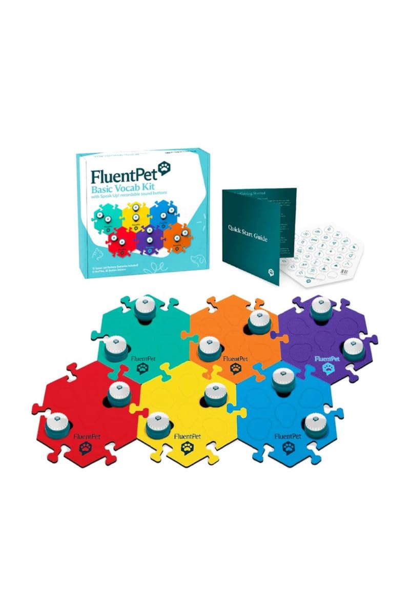 FluentPet ペットトーキングボタン12個　タイル6個 FluentPet ベーシックボキャブキット - 12個の録音可能なボタン