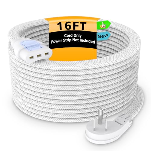 EasyCombo Professional Detachable Extension Cord 16FT | DIY Cord Length | Braided Power Cable with Locking Ends | ETL-Listed 16AWG Copper Wire for Appliances (Flexible & Abrasion-Resistant) by Huntkey - Used condition - US$17.22