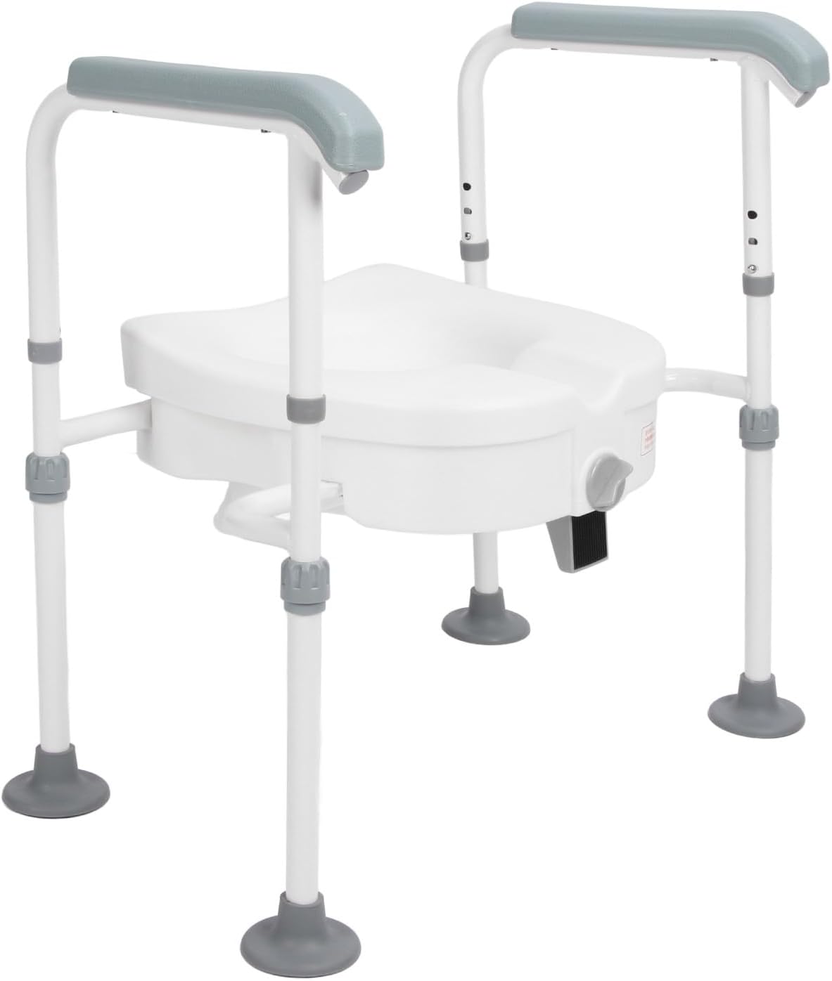Asiento elevador para inodoro con asideros, asiento elevado acolchado cómodo para adultos mayores, ajuste de ancho y altura, fácil de limpiar, diseño elegante, asiento elevador de acero inoxidable con brazos miniatura 1