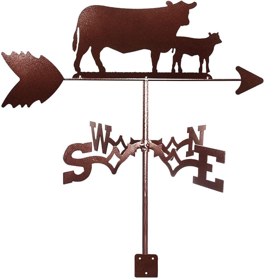 TAXXII Weathervane Stainless Steel Wind Vane Cattle Animal Direction Indicator Durable Retro Farm Scene Garden Stake Weather Measuring Tools -D