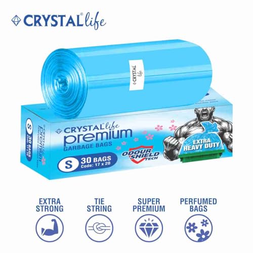 Image of Crystal Premium Garbage Bags Blue Small 17x20 Inches 120 Bags Pack