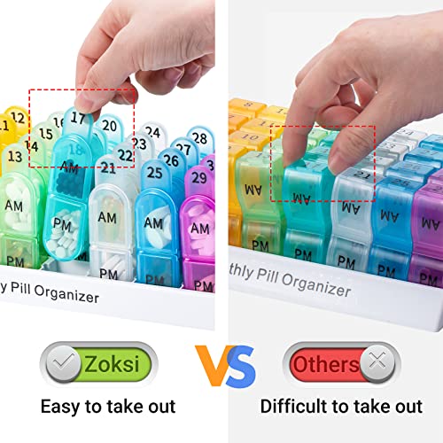 Zoksi Monthly Pill Organizer 2 Times A Day, 30 Day Pill Box Organizer Am Pm, Daily Pill Case With 32 Large Compartments For Each Day, Portable Travel Pill Container For Vitamins And Medicine #TOP4