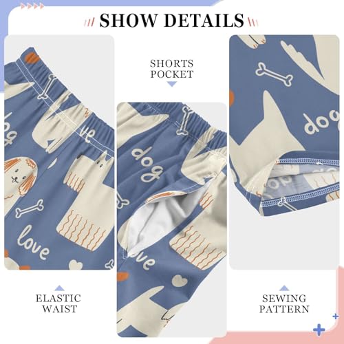 Poodle Love Bones Boys Long Pants Soft Trousers Elastic Waist Kids Lounge Bottoms with Pockets S-XL4