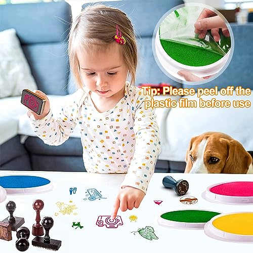 Biggun BIGGUN-COLOR PADS-8 SET 7 Inch Large Round Craft Ink Pads- 8 Colors Rainbow Diy Fingerprint Ink Pad Stamps Partner Washable Color Painting Card Making Stamp Pad thumb #5