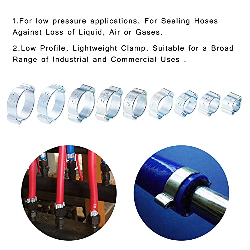 Faankiton 160 Pieces 5-23Mm Zinc-Plated Double Ear Hose Clamps Adjustable Hose Clamps Tube Clips Assortment Kit 9 Sizes #TOP5