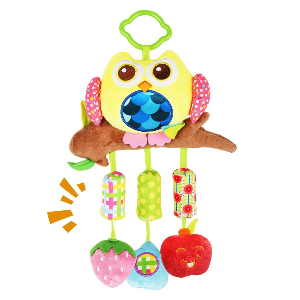 SNOWIE SOFT® Baby Hanging Plush Owl Toy with Rattles and Stuffed Plush Toy Pendants, Soft Crib Stroller Car Seat Activity Toy for Infant Sensory Development-image-37