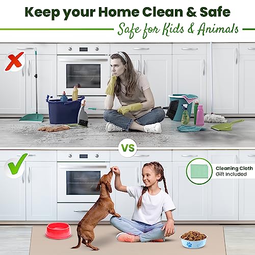 Image of Large Silicone Mat 28 inch x 20 inch Multipurpose Mat Thick Heat Resistant, Kitchen Counter Mat Waterproof - Coffee Machine, Glass Top Stove Cover Countertop Protector for Air Fryer, Baking mat (Beige)
