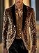 VENNYNG Men's Fuzzy Jacket Shawl Lapel Leopard Oversized Coat with Gold Button Warm Fashion Outerwear Concerts Events Winter Style
