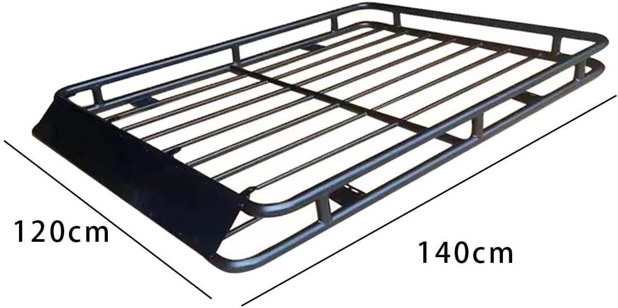 Roof Rack Cargo Basket Rooftop Cargo Carrier Sturdy Structure Car Traveling Accessory Easy to Install Black Alloy Heavy Duty Size Chart:140cmx120cm/55.12inchx47.24inch