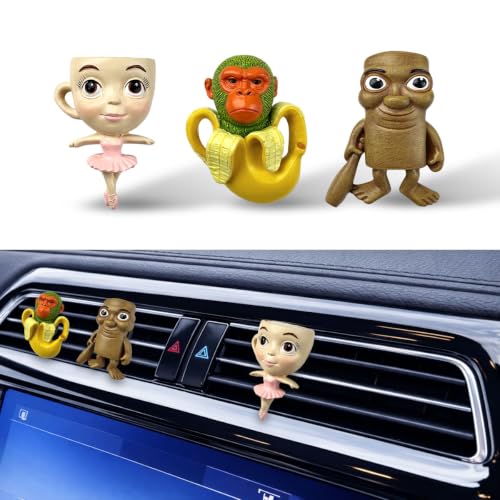 Image of GENANY 3D Resin 3Pcs Funny Meme Car Air Freshener Vent Clip, Hand Painted Surreal Food Character Designs, Quirky Automotive Freshener, Funny Car Accessories Gift