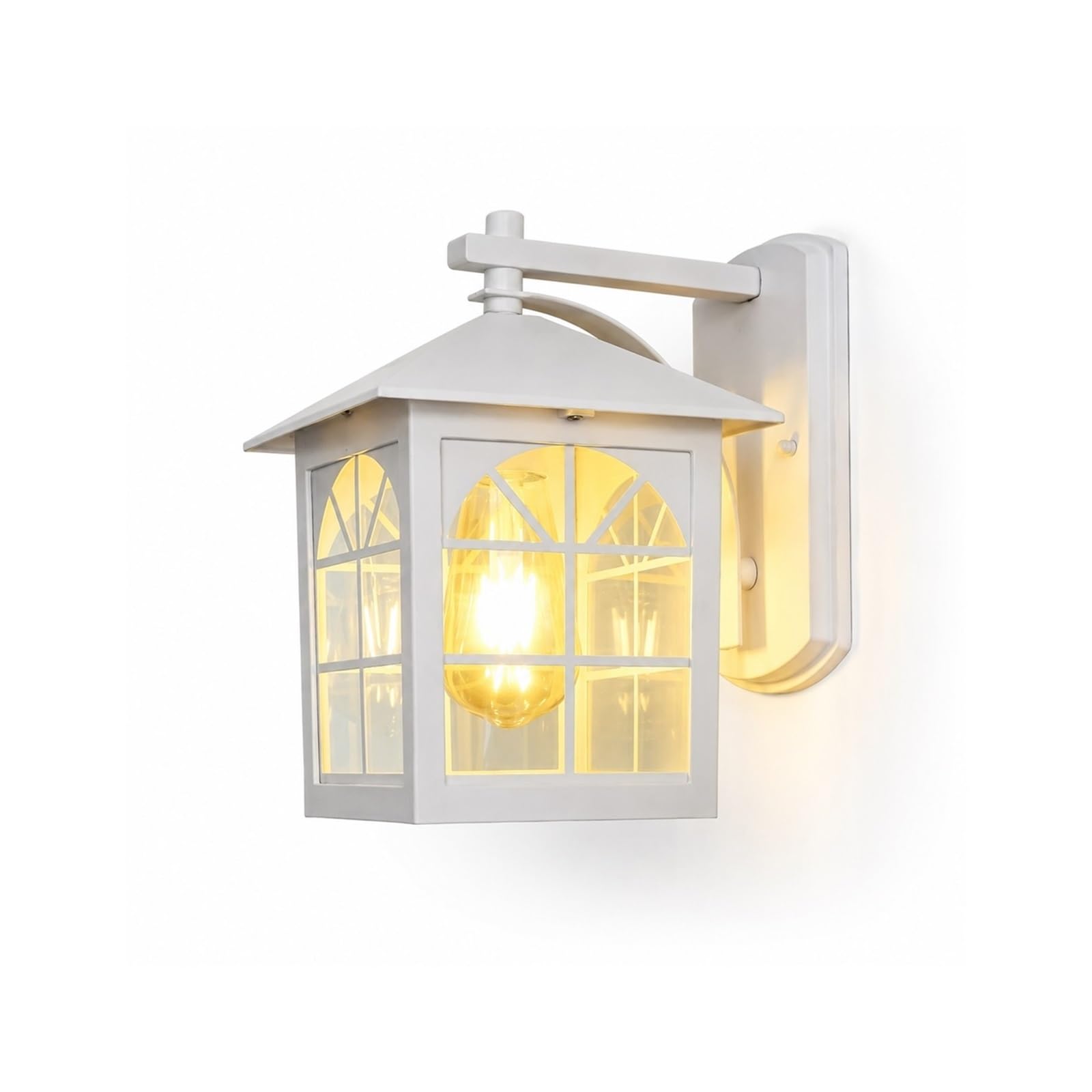 OZBMA European Style Outdoor Wall Light, White LED Lantern, IP65 Waterproof Galvanized Steel Exterior Sconce with Glass, Porch Lighting Fixtures for Courtyard Villa Front Garden Threshold