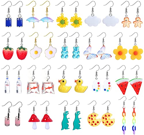 LOLIAS 20 Pares Pendientes Lindos Resina Para Mujer NiÑa Kawaii Weird Goldfish Fresa...