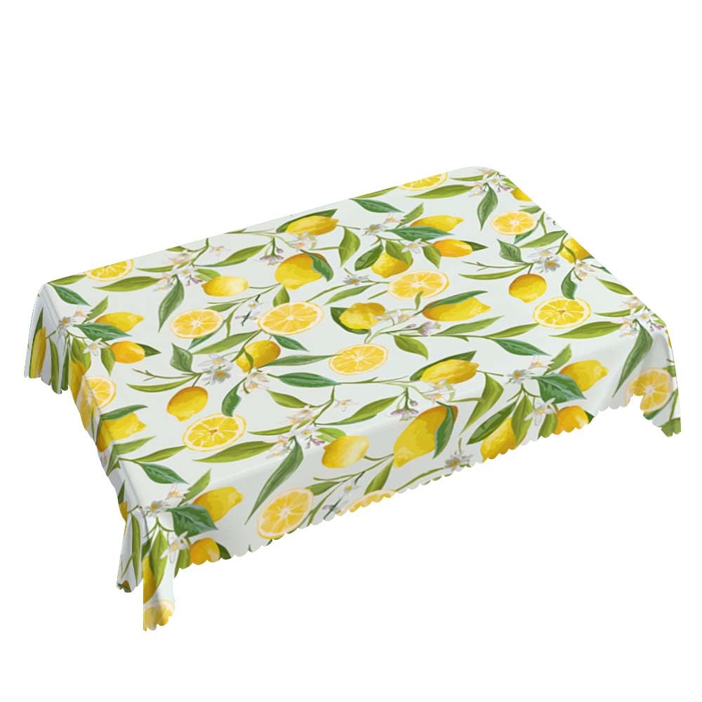 Walmsco Tablecloth Green Leaves Yellow Lemon Decor For Dining Room Kitchen Rectangular Table Cover 132 * 178cm - Image 2