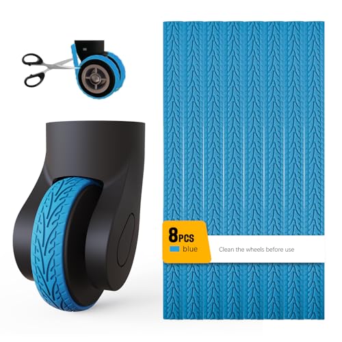 8 Stück Gepäckrollen-Abdeckungen aus Silikon Koffer-Radabdeckungen schneidbarer Silikon-Gepäckradschutz geräuschlose Geräuschreduzierung Schock für Spinnrad Koffer oder Bürostuhlrollen Blau