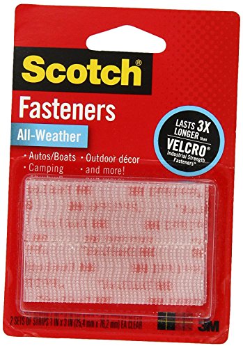 3M Scotch All-Weather EZPass iPass Fastlane Toll Fasteners, 2 Pack of 1 Inch x 3 Inches Strips Total of 4 Strips, Clear