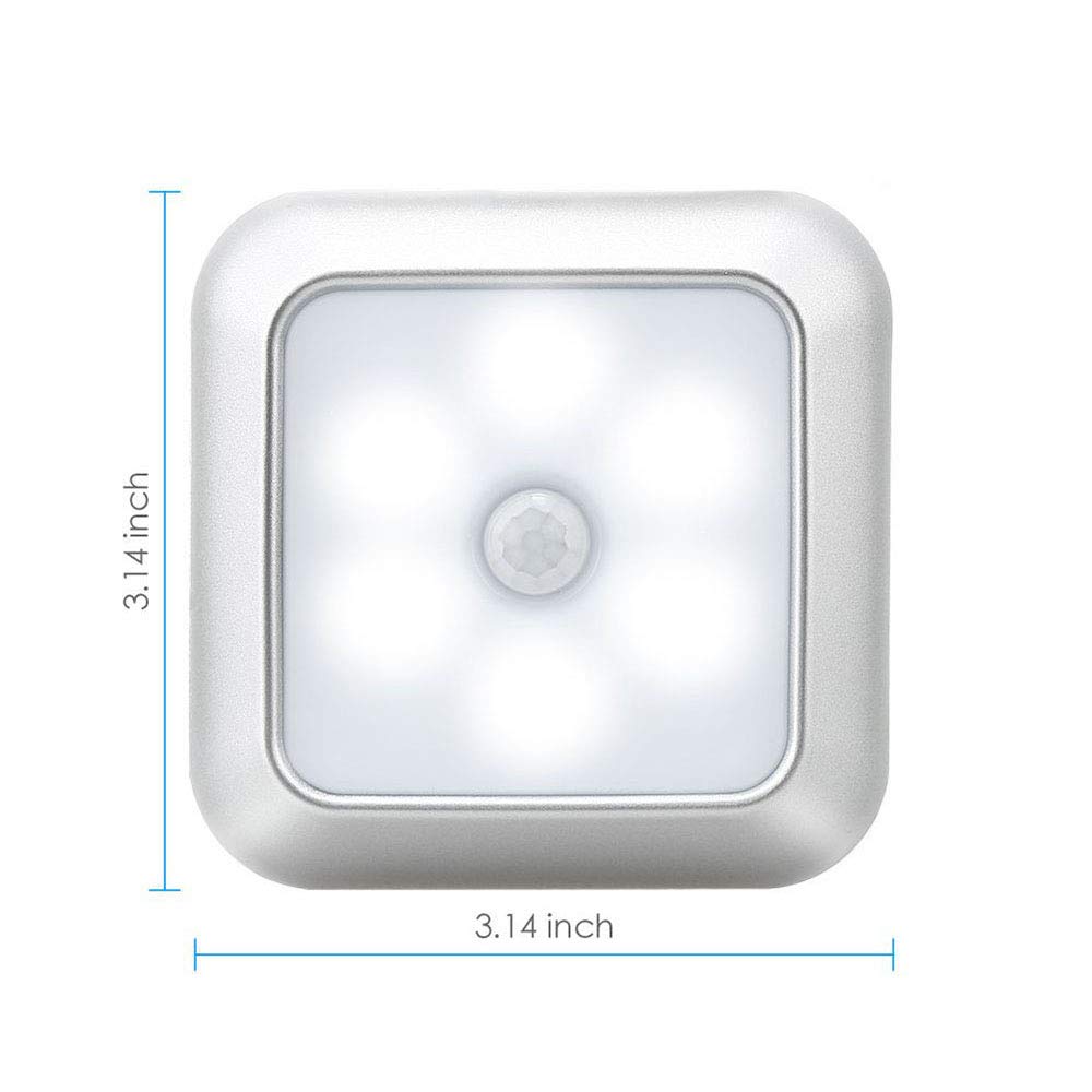 La luz del Sensor, Armario de luz, luz de Noche LED portátil, 6 súper Brillante Leds, con Pilas, móviles, imanes incorporados, luz Blanca para Escaleras, Pasillo-3 Pack