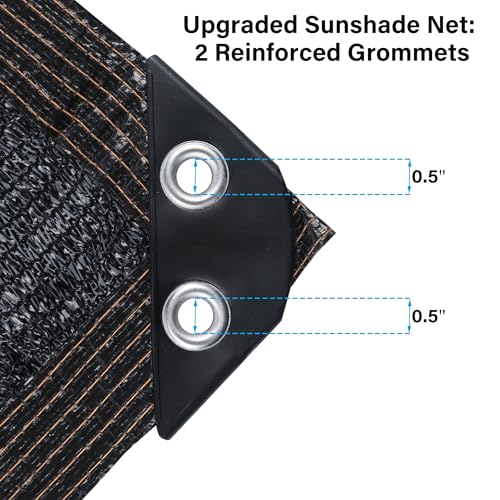 Image of winemana Black Shade Cloth 30x30 FT- 90% Sun Shade Mesh Tarp for Greenhouse, Garden, Patio, Dog Kennel, Chicken Coop, and Outdoor Protection, Plants Cover Shade Netting with 2 Reinforced Grommets