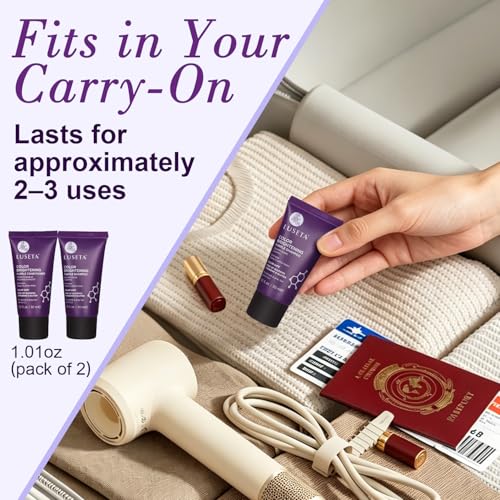 Image of Luseta Color Brightening Purple Travel Shampoo and Conditioner Mini Kit for Blonde, Silver and Gray Hair - Brassiness Neutralizer for Highlighted and Bleached Hair, 2x1.01oz Carry on Friendly