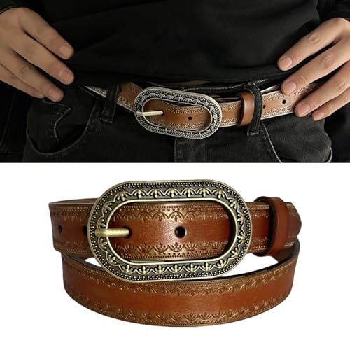 Vintage Women Engraved Buckles Waist Belt Fashionable Waistband for Jeans Dresses2