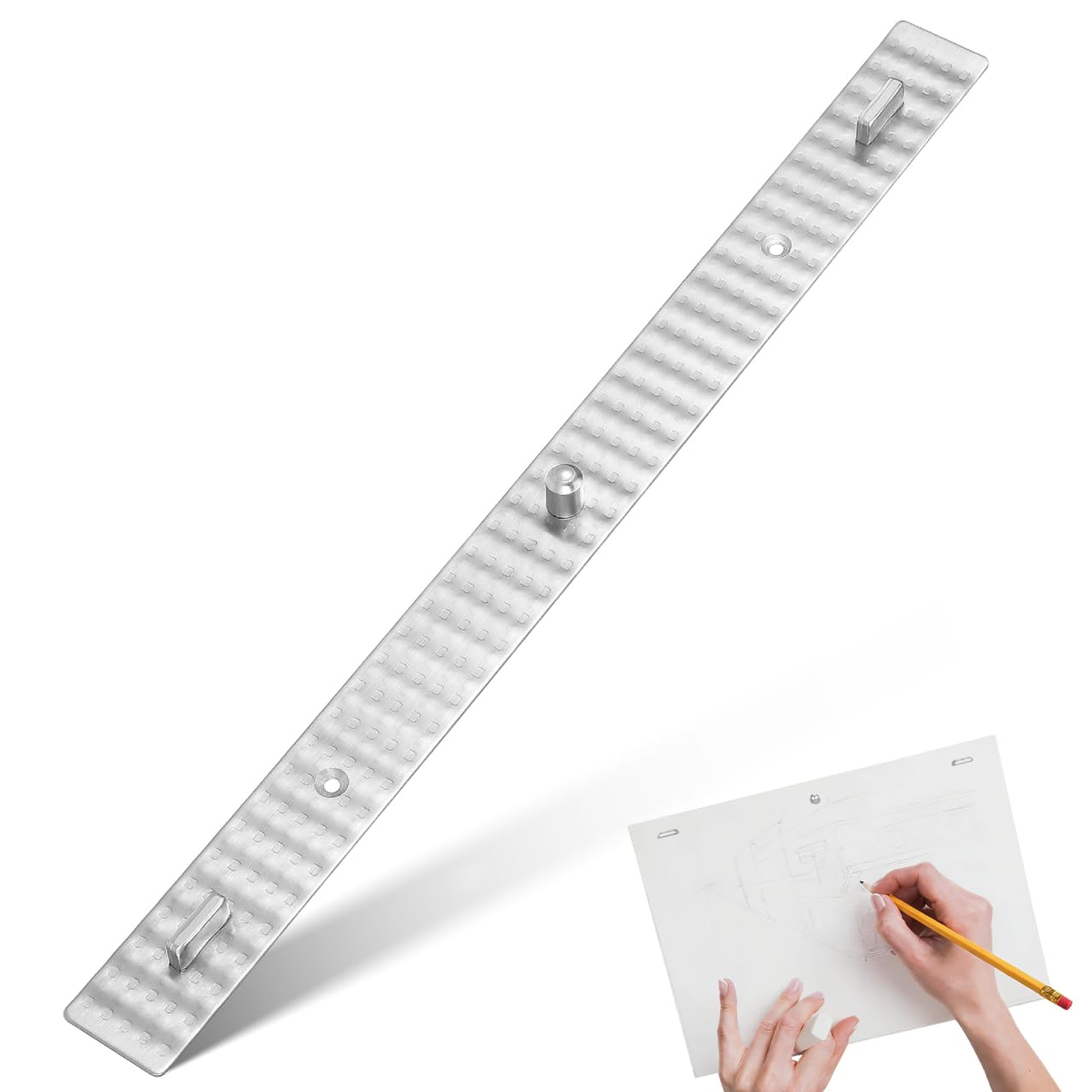 Righello di posizionamento a tre fori in metallo per cartoni e animazione, pratico strumento per artisti 25 cm, ideale fai da te e creazione