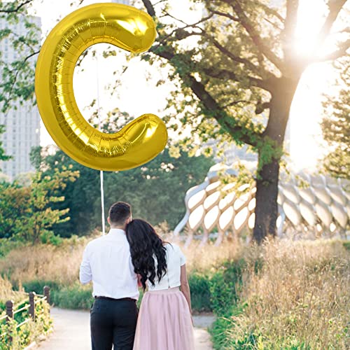 Image of TONIFUL 40 Inch Large Gold Letter C Balloons, Foil Mylar Big Balloons for 2026 New Year Eve Graduation Wedding Baby Shower Birthday Party Anniversary Supplies Decorations