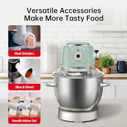 Hauswirt-High-End-Smart-Stand-Mixer-M5-LED-Touchscreen-Mixers-Kitchen-Electric-Stand-Mixer-with-5-Preset-Menus-53Qt-Dough-Mixer-11speeds-Kitchen-Mixer-with-Egg-Whisk-Dough-Hook-Beater-Green