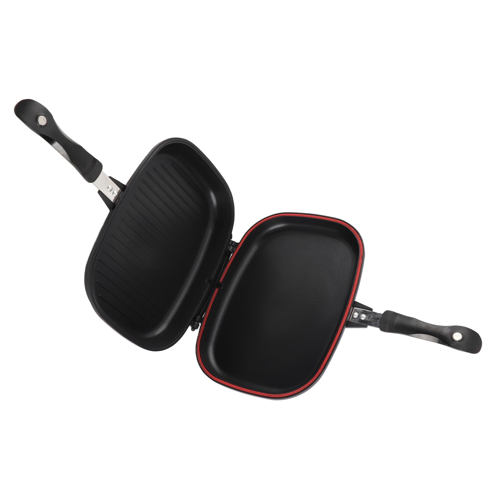 HERCHR Poêle à frire double face, poêle multifonctionnelle pour petit-déjeuner, poêle à griller, double face, portable, poignée anti-brûlure, ustensiles de cuisine, marmite à griller 32